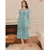 image:imageEkouaer Long Sleeve Nightgown for Women Long Henley House Dress with Pocket  Full Length Night Gowns Round Neck Lounge Dress Winter Warm Night Dress Lace Button Sleep Dress Victorian Home Dress S3XLGreen Flower