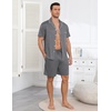 image:imageEkouaer Mens Pajama Set Summer Short Sleeve Button Up Pjs 2 Piece Sleepwear  Soft Lightweight Shirt and Shorts Button Up Adjustable Strap Two Side Pockets Mens Gift for Birthday Daily Wear S3XLGray