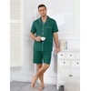 image:imageEkouaer Mens Pajama Set Summer Short Sleeve Button Up Pjs 2 Piece Sleepwear  Soft Lightweight Shirt and Shorts Button Up Adjustable Strap Two Side Pockets Mens Gift for Birthday Daily Wear S3XLGreen