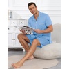 image:imageEkouaer Mens Pajama Set Summer Short Sleeve Button Up Pjs 2 Piece Sleepwear  Soft Lightweight Shirt and Shorts Button Up Adjustable Strap Two Side Pockets Mens Gift for Birthday Daily Wear S3XLLight Blue