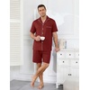 image:imageEkouaer Mens Pajama Set Summer Short Sleeve Button Up Pjs 2 Piece Sleepwear  Soft Lightweight Shirt and Shorts Button Up Adjustable Strap Two Side Pockets Mens Gift for Birthday Daily Wear S3XLWine Red