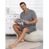image:imageEkouaer Mens Pajama Set Summer Short Sleeve Button Up Pjs 2 Piece Sleepwear  Soft Lightweight Shirt and Shorts Button Up Adjustable Strap Two Side Pockets Mens Gift for Birthday Daily Wear S3XLGray