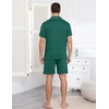 image:imageEkouaer Mens Pajama Set Summer Short Sleeve Button Up Pjs 2 Piece Sleepwear  Soft Lightweight Shirt and Shorts Button Up Adjustable Strap Two Side Pockets Mens Gift for Birthday Daily Wear S3XLGreen