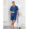 image:imageEkouaer Mens Pajama Set Summer Short Sleeve Button Up Pjs 2 Piece Sleepwear  Soft Lightweight Shirt and Shorts Button Up Adjustable Strap Two Side Pockets Mens Gift for Birthday Daily Wear S3XLNavy Blue
