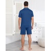 image:imageEkouaer Mens Pajama Set Summer Short Sleeve Button Up Pjs 2 Piece Sleepwear  Soft Lightweight Shirt and Shorts Button Up Adjustable Strap Two Side Pockets Mens Gift for Birthday Daily Wear S3XLNavy Blue