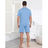 image:imageEkouaer Mens Pajama Set Summer Short Sleeve Button Up Pjs 2 Piece Sleepwear  Soft Lightweight Shirt and Shorts Button Up Adjustable Strap Two Side Pockets Mens Gift for Birthday Daily Wear S3XLLight Blue