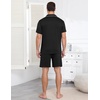 image:imageEkouaer Mens Pajama Set Summer Short Sleeve Button Up Pjs 2 Piece Sleepwear  Soft Lightweight Shirt and Shorts Button Up Adjustable Strap Two Side Pockets Mens Gift for Birthday Daily Wear S3XLBlack