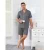 image:imageEkouaer Mens Pajama Set Summer Short Sleeve Button Up Pjs 2 Piece Sleepwear  Soft Lightweight Shirt and Shorts Button Up Adjustable Strap Two Side Pockets Mens Gift for Birthday Daily Wear S3XLGray
