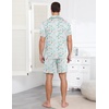 image:imageEkouaer Mens Pajama Set Summer Short Sleeve Button Up Pjs 2 Piece Sleepwear  Soft Lightweight Shirt and Shorts Button Up Adjustable Strap Two Side Pockets Mens Gift for Birthday Daily Wear S3XLLight Blue Cat Print