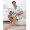 image:imageEkouaer Mens Pajama Set Summer Short Sleeve Button Up Pjs 2 Piece Sleepwear  Soft Lightweight Shirt and Shorts Button Up Adjustable Strap Two Side Pockets Mens Gift for Birthday Daily Wear S3XLLight Blue Cat Print