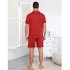 image:imageEkouaer Mens Pajama Set Summer Short Sleeve Button Up Pjs 2 Piece Sleepwear  Soft Lightweight Shirt and Shorts Button Up Adjustable Strap Two Side Pockets Mens Gift for Birthday Daily Wear S3XLRed