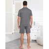 image:imageEkouaer Mens Pajama Set Summer Short Sleeve Button Up Pjs 2 Piece Sleepwear  Soft Lightweight Shirt and Shorts Button Up Adjustable Strap Two Side Pockets Mens Gift for Birthday Daily Wear S3XLGray