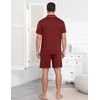 image:imageEkouaer Mens Pajama Set Summer Short Sleeve Button Up Pjs 2 Piece Sleepwear  Soft Lightweight Shirt and Shorts Button Up Adjustable Strap Two Side Pockets Mens Gift for Birthday Daily Wear S3XLWine Red