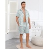 image:imageEkouaer Mens Pajama Set Summer Short Sleeve Button Up Pjs 2 Piece Sleepwear  Soft Lightweight Shirt and Shorts Button Up Adjustable Strap Two Side Pockets Mens Gift for Birthday Daily Wear S3XLLight Blue Cat Print