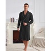 image:imageEkouaer Mens Robes Lightweight Waffle Knit Kimono Bathrobe Long Sleeve Sleepwear Soft Knee Length Robe with PocketsBlack