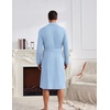 image:imageEkouaer Mens Robes Lightweight Waffle Knit Kimono Bathrobe Long Sleeve Sleepwear Soft Knee Length Robe with PocketsClear Blue