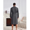 image:imageEkouaer Mens Robes Lightweight Waffle Knit Kimono Bathrobe Long Sleeve Sleepwear Soft Knee Length Robe with PocketsDark Grey