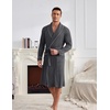 image:imageEkouaer Mens Robes Lightweight Waffle Knit Kimono Bathrobe Long Sleeve Sleepwear Soft Knee Length Robe with PocketsDark Grey