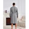 image:imageEkouaer Mens Robes Lightweight Waffle Knit Kimono Bathrobe Long Sleeve Sleepwear Soft Knee Length Robe with PocketsLight Grey
