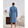 image:imageEkouaer Mens Robes Lightweight Waffle Knit Kimono Bathrobe Long Sleeve Sleepwear Soft Knee Length Robe with PocketsNavy