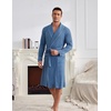image:imageEkouaer Mens Robes Lightweight Waffle Knit Kimono Bathrobe Long Sleeve Sleepwear Soft Knee Length Robe with PocketsNavy