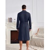 image:imageEkouaer Mens Robes Lightweight Waffle Knit Kimono Bathrobe Long Sleeve Sleepwear Soft Knee Length Robe with PocketsNavy Blue