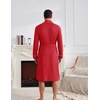image:imageEkouaer Mens Robes Lightweight Waffle Knit Kimono Bathrobe Long Sleeve Sleepwear Soft Knee Length Robe with PocketsRed