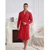 image:imageEkouaer Mens Robes Lightweight Waffle Knit Kimono Bathrobe Long Sleeve Sleepwear Soft Knee Length Robe with PocketsRed