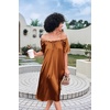 image:imageEkouaer Nightgown for Women Satin Silk Night Gown Loose Plus Size Sleepwear  Satin Silk Sleep Dress Loose Lounge Dress Short Sleeve Night Shirt Long Loungewear with bow for Wedding Party Sleep HomeLight Brown