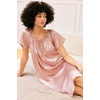 image:imageEkouaer Nightgown for Women Satin Silk Night Gown Loose Plus Size Sleepwear  Satin Silk Sleep Dress Loose Lounge Dress Short Sleeve Night Shirt Long Loungewear with bow for Wedding Party Sleep HomePink