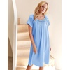 image:imageEkouaer Nightgown for Women Satin Silk Night Gown Loose Plus Size Sleepwear  Satin Silk Sleep Dress Loose Lounge Dress Short Sleeve Night Shirt Long Loungewear with bow for Wedding Party Sleep HomeLight Blue