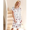 image:imageEkouaer Nightgown for Women Satin Silk Night Gown Loose Plus Size Sleepwear  Satin Silk Sleep Dress Loose Lounge Dress Short Sleeve Night Shirt Long Loungewear with bow for Wedding Party Sleep HomeWhite Butterfly