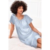 image:imageEkouaer Nightgown for Women Satin Silk Night Gown Loose Plus Size Sleepwear  Satin Silk Sleep Dress Loose Lounge Dress Short Sleeve Night Shirt Long Loungewear with bow for Wedding Party Sleep HomeBlue Vertical Stripes