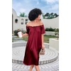 image:imageEkouaer Nightgown for Women Satin Silk Night Gown Loose Plus Size Sleepwear  Satin Silk Sleep Dress Loose Lounge Dress Short Sleeve Night Shirt Long Loungewear with bow for Wedding Party Sleep HomeWine Red