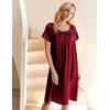 image:imageEkouaer Nightgown for Women Satin Silk Night Gown Loose Plus Size Sleepwear  Satin Silk Sleep Dress Loose Lounge Dress Short Sleeve Night Shirt Long Loungewear with bow for Wedding Party Sleep HomeWine Red