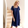 image:imageEkouaer Nightgown for Women Satin Silk Night Gown Loose Plus Size Sleepwear  Satin Silk Sleep Dress Loose Lounge Dress Short Sleeve Night Shirt Long Loungewear with bow for Wedding Party Sleep HomeNavy Blue