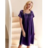 image:imageEkouaer Nightgown for Women Satin Silk Night Gown Loose Plus Size Sleepwear  Satin Silk Sleep Dress Loose Lounge Dress Short Sleeve Night Shirt Long Loungewear with bow for Wedding Party Sleep HomeDeep Purple