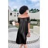 image:imageEkouaer Nightgown for Women Satin Silk Night Gown Loose Plus Size Sleepwear  Satin Silk Sleep Dress Loose Lounge Dress Short Sleeve Night Shirt Long Loungewear with bow for Wedding Party Sleep HomeBlack