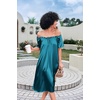 image:imageEkouaer Nightgown for Women Satin Silk Night Gown Loose Plus Size Sleepwear  Satin Silk Sleep Dress Loose Lounge Dress Short Sleeve Night Shirt Long Loungewear with bow for Wedding Party Sleep HomeBlue Green