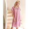 image:imageEkouaer Nightgown for Women Satin Silk Night Gown Loose Plus Size Sleepwear  Satin Silk Sleep Dress Loose Lounge Dress Short Sleeve Night Shirt Long Loungewear with bow for Wedding Party Sleep HomeMedium Pink