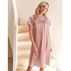 image:imageEkouaer Nightgown for Women Satin Silk Night Gown Loose Plus Size Sleepwear  Satin Silk Sleep Dress Loose Lounge Dress Short Sleeve Night Shirt Long Loungewear with bow for Wedding Party Sleep HomePink
