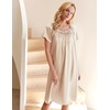image:imageEkouaer Nightgown for Women Satin Silk Night Gown Loose Plus Size Sleepwear  Satin Silk Sleep Dress Loose Lounge Dress Short Sleeve Night Shirt Long Loungewear with bow for Wedding Party Sleep HomeChampagne