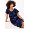 image:imageEkouaer Nightgown for Women Satin Silk Night Gown Loose Plus Size Sleepwear  Satin Silk Sleep Dress Loose Lounge Dress Short Sleeve Night Shirt Long Loungewear with bow for Wedding Party Sleep HomeNavy Blue