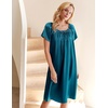 image:imageEkouaer Nightgown for Women Satin Silk Night Gown Loose Plus Size Sleepwear  Satin Silk Sleep Dress Loose Lounge Dress Short Sleeve Night Shirt Long Loungewear with bow for Wedding Party Sleep HomeBlue Green