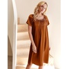 image:imageEkouaer Nightgown for Women Satin Silk Night Gown Loose Plus Size Sleepwear  Satin Silk Sleep Dress Loose Lounge Dress Short Sleeve Night Shirt Long Loungewear with bow for Wedding Party Sleep HomeLight Brown