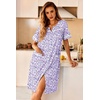 image:imageEkouaer Nightgowns for Women House Dress with Pockets Button Down Sleepshirt Short Sleeve Nightshirt Housecoat  Button Up Night GownsShort Sleeve HousecoatMoo Moos for Elderly WomenLabor and Delivery Gown for Pregnant and PostpartumPurple Dots