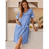 image:imageEkouaer Nightgowns for Women House Dress with Pockets Button Down Sleepshirt Short Sleeve Nightshirt Housecoat  Button Up Night GownsShort Sleeve HousecoatMoo Moos for Elderly WomenLabor and Delivery Gown for Pregnant and PostpartumBlue Plum