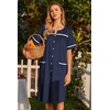 image:imageEkouaer Nightgowns for Women House Dress with Pockets Button Down Sleepshirt Short Sleeve Nightshirt Housecoat  Button Up Night GownsShort Sleeve HousecoatMoo Moos for Elderly WomenLabor and Delivery Gown for Pregnant and PostpartumNavy
