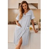 image:imageEkouaer Nightgowns for Women House Dress with Pockets Button Down Sleepshirt Short Sleeve Nightshirt Housecoat  Button Up Night GownsShort Sleeve HousecoatMoo Moos for Elderly WomenLabor and Delivery Gown for Pregnant and PostpartumGrey Srtiped