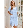 image:imageEkouaer Nightgowns for Women House Dress with Pockets Button Down Sleepshirt Short Sleeve Nightshirt Housecoat  Button Up Night GownsShort Sleeve HousecoatMoo Moos for Elderly WomenLabor and Delivery Gown for Pregnant and PostpartumBlue Floral